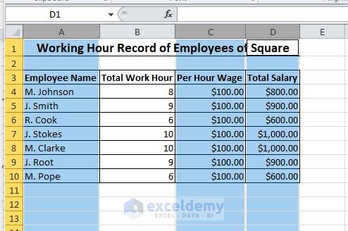 Select Non-Adjacent Entire Columns to Select Multiple Cells in Excel