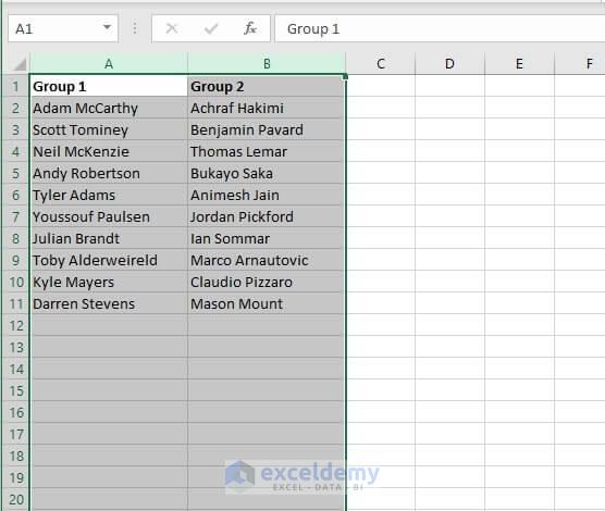 Select Particular Rows & Columns to Make the Cells Same Size in Excel