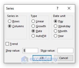 Series Dialogue Box in Excel