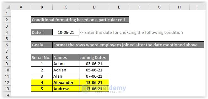 Conditional formatting based on a particular cell