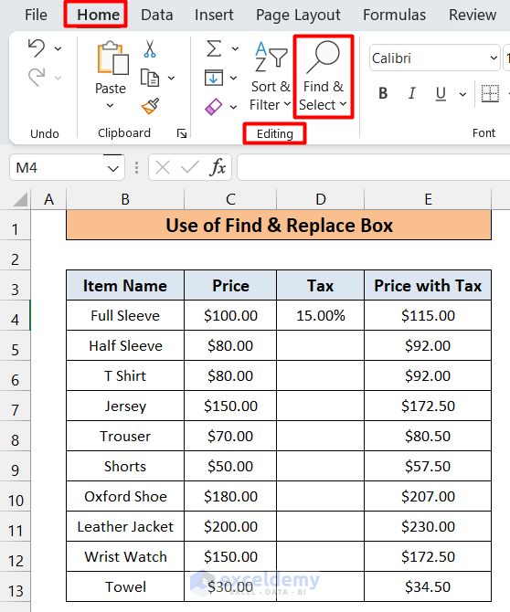 Using the Find and Replace Box to Copy Formula Down without Incrementing