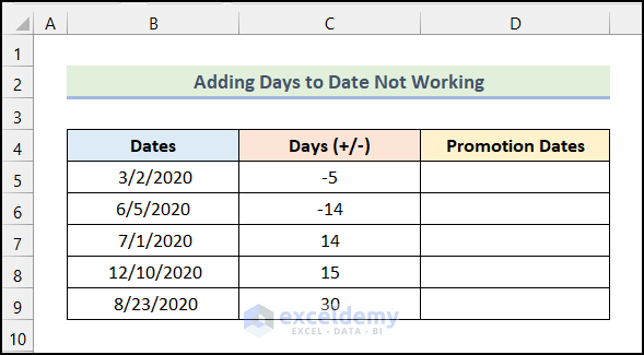 Adding Days to Date in Excel Not Working