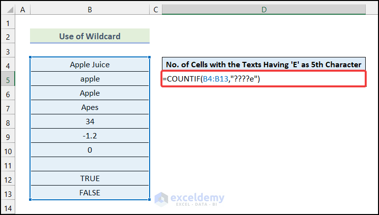 Using a Wildcard to Count Cells with Fixed Position of the Characters in Texts