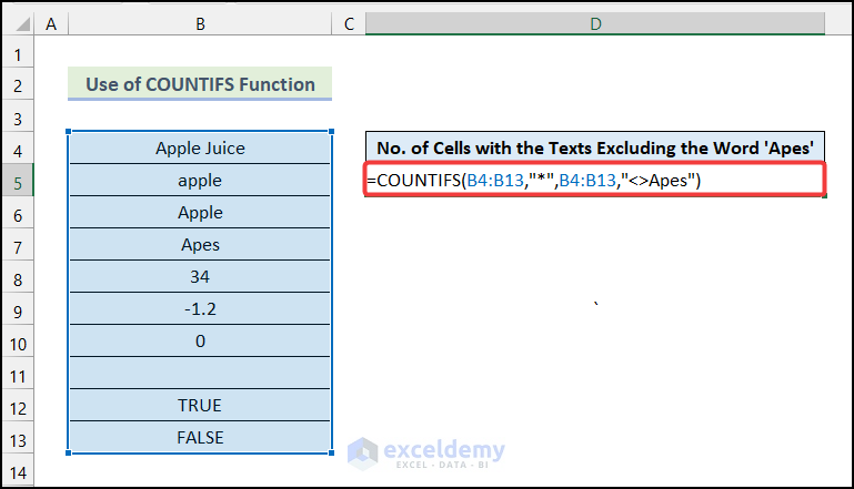 Using COUNTIFS to Count Cells with Text under Multiple Criteria by Excel formula