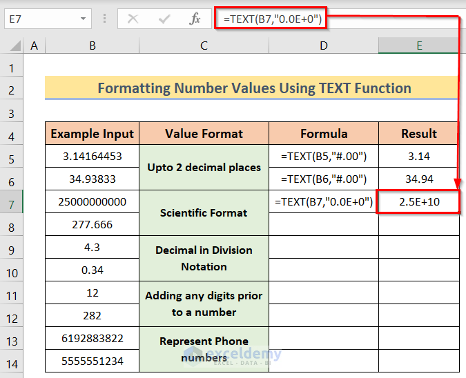 Inserting Formula for Using TEXT Function in Excel