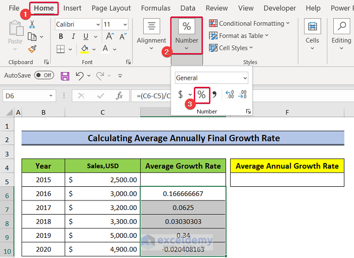 to Calculate Growth with Formula in Excel