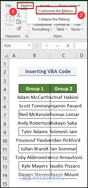 Inserting VBA Code
