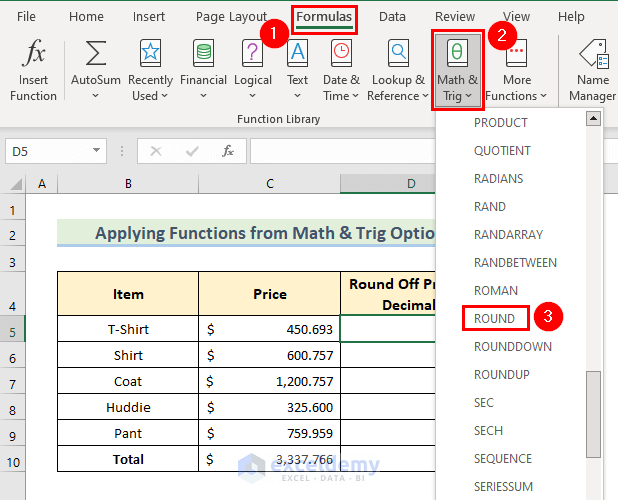 Apply Functions from Math & Trig Option