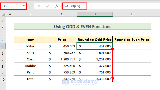 Excel EVEN & ODD Functions to Round Off Numbers