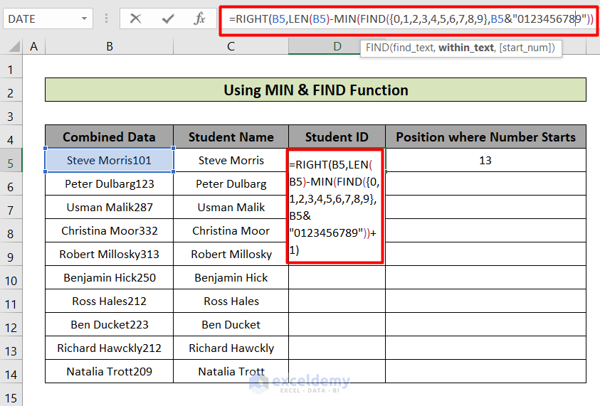Use Excel Functions menu how to separate text and numbers in excel