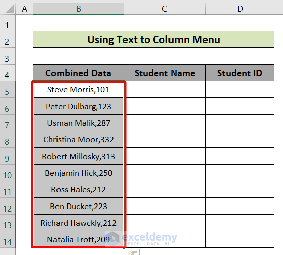 Text to column menu how to separate text and numbers in excel