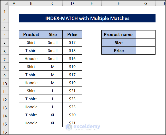index match with multiple matches dataset