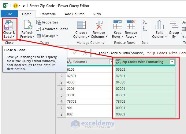 Keep leading zeros by using power query & padtext
