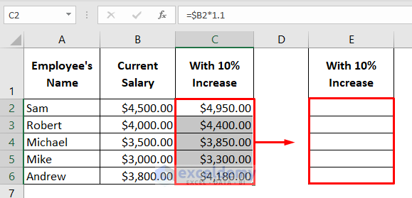Matching criteria with paste options