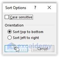Selecting the Sort Top To Bottom option