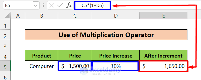 Using the Multiplication Operator to Multiply by Percentage