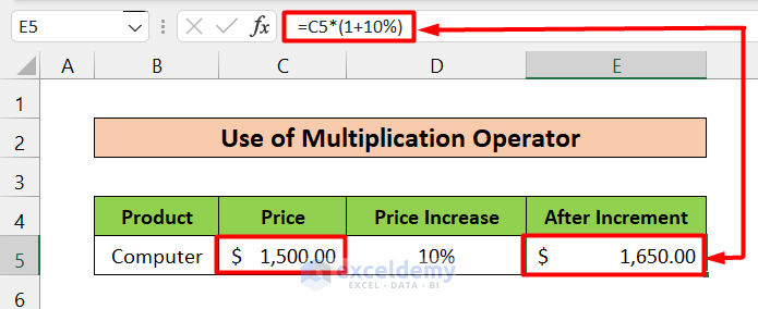 Using the Multiplication Operator to Multiply by Percentage
