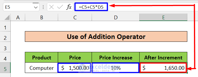 Using the Addition Operator to Multiply by Percentage