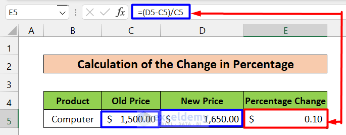 Calculating the Change in Percentage