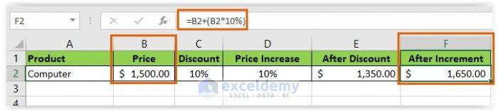 Increasing the Price by 10% (Manual Input)