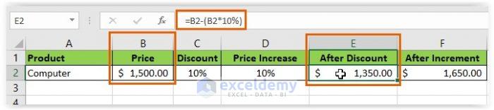 Decreasing the Price by 10% (Manual Input)