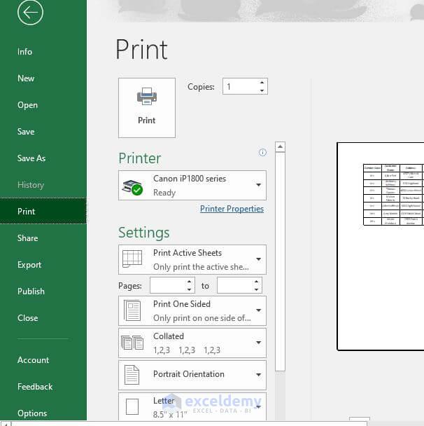 Print option for print selected cells