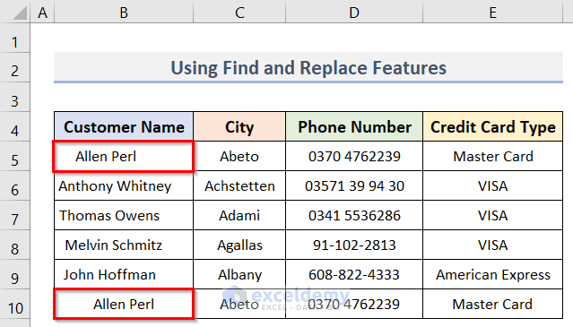 Pick Non-Adjacent Cells with Find and Replace Features