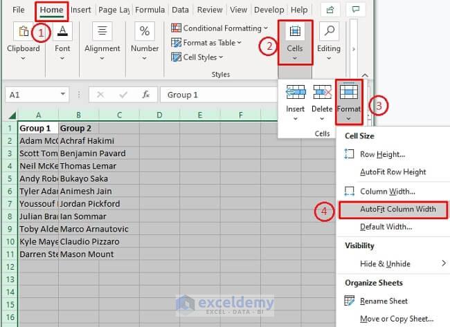 Choose ‘Autofit’ Option to Fix Column Width & Row Height in Excel