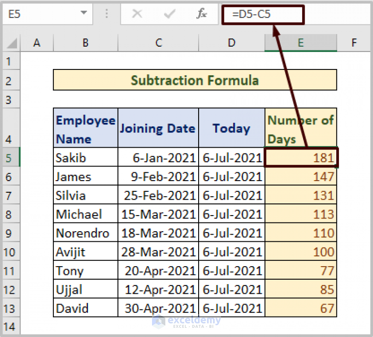 Excel Formula To Count Days From Date To Today 8 Effective Ways 