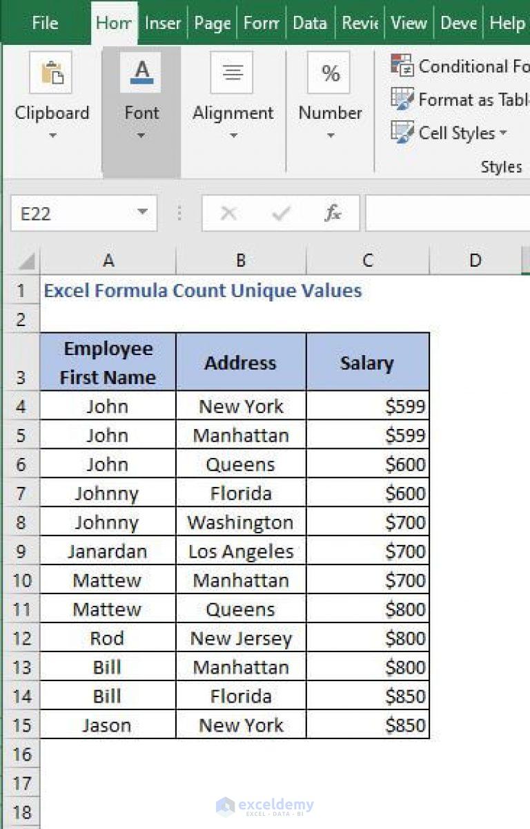 Excel Formula Count Unique Values 3 Easy Ways ExcelDemy