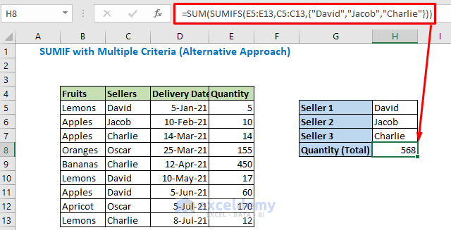 Enter formula using SUM and SUMIFS