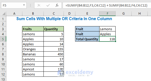 Formual using multiple sumif