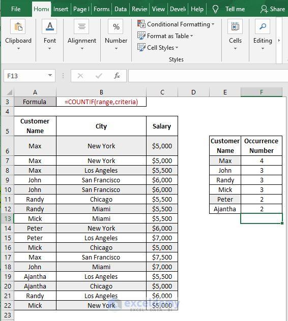 AutoFill- Excel Count Number of Occurrences of Each Value in a Column