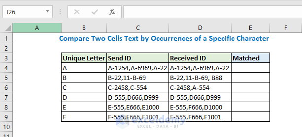 Compare Two Cells Text by Occurrences of a Specific Character