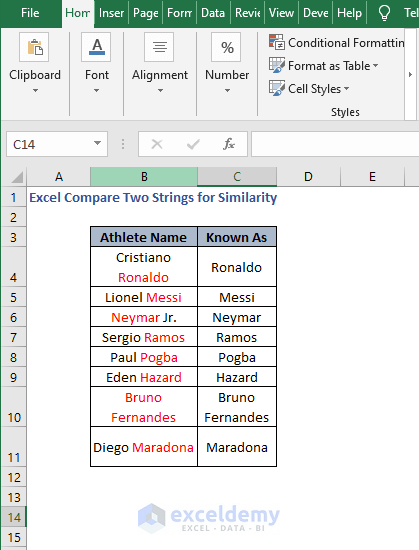 Excel Compare Two Strings For Similarity 3 Easy Ways Exceldemy
