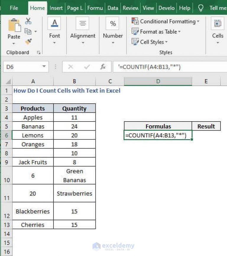 How Do I Count Cells With Text In Excel ExcelDemy