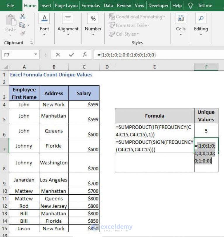 Excel Formula Count Unique Values 3 Easy Ways ExcelDemy