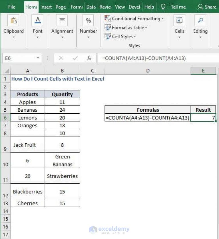 How Do I Count Cells With Text In Excel 5 Methods ExcelDemy