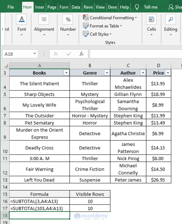 Excel Count Visible Rows Formula And VBA Code ExcelDemy