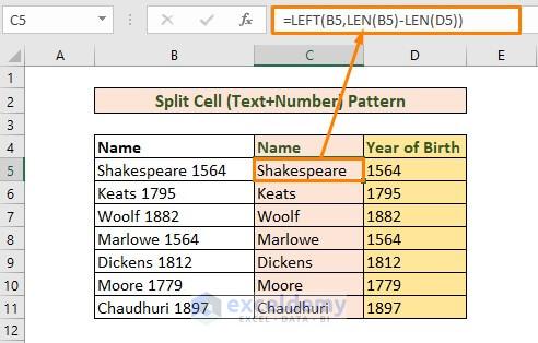 Split Cell Text+Number Pattern 