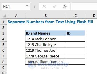 Separate Numbers from Text Using Flash Fill