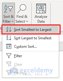 Select sort smallest to largest