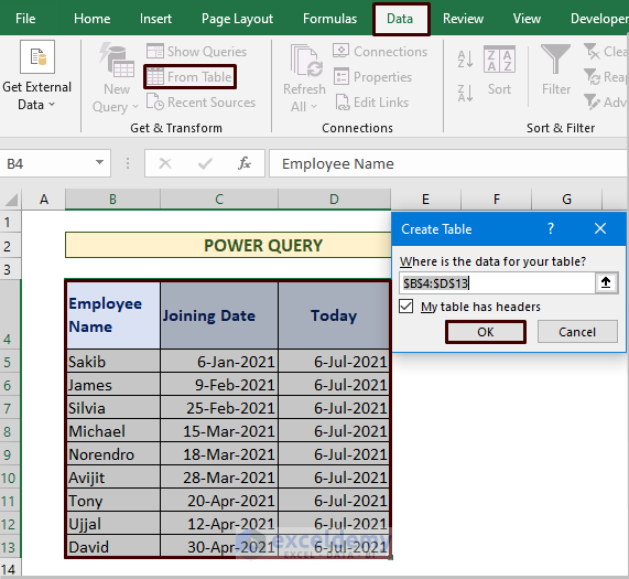 Power Query to Count Days from Date to Today