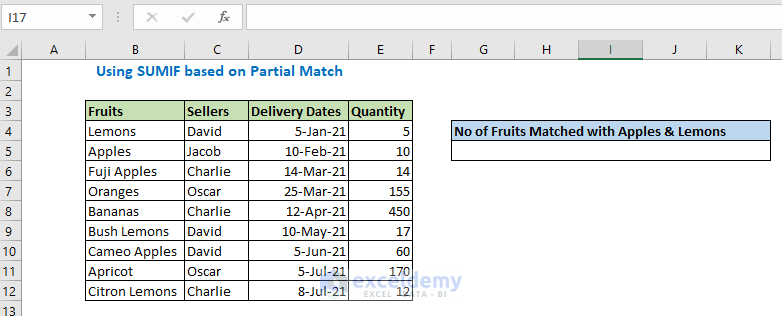 Using SUMIF based on Partial Match