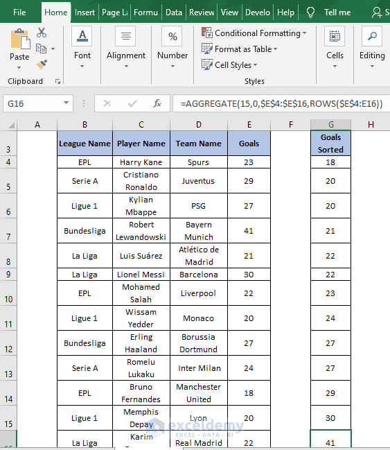 AGGREGATE AutoFill - How to Arrange Numbers in Ascending Order in Excel using Formula