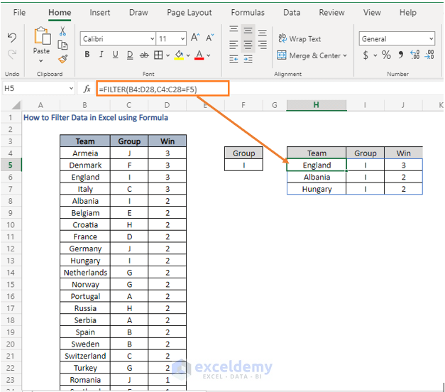 FILTER- How to Filter Data in Excel using Formula