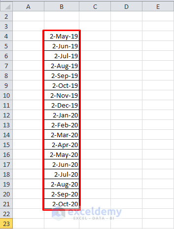 Automatic Rolling Months Created by Fill Option from Excel