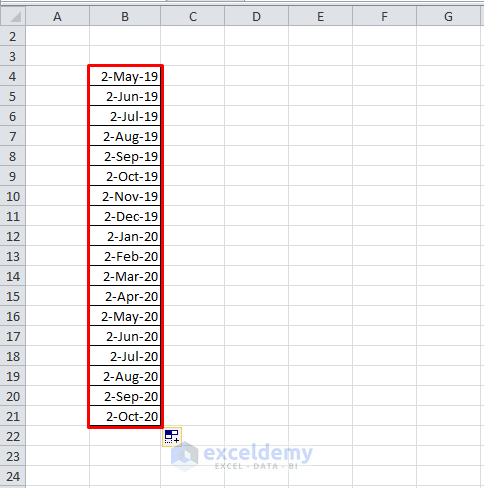 Automatic Rolling Months Created by Formula in Excel