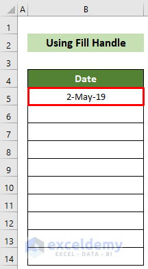 Record the First Date for Automatic Rolling Months in Excel