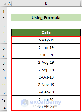 Created Automatic Rolling Months in Excel